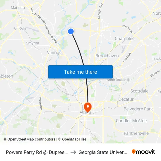 Powers Ferry Rd @ Dupree Dr to Georgia State University map
