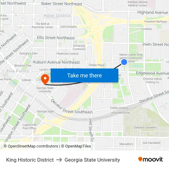 King Historic District to Georgia State University map