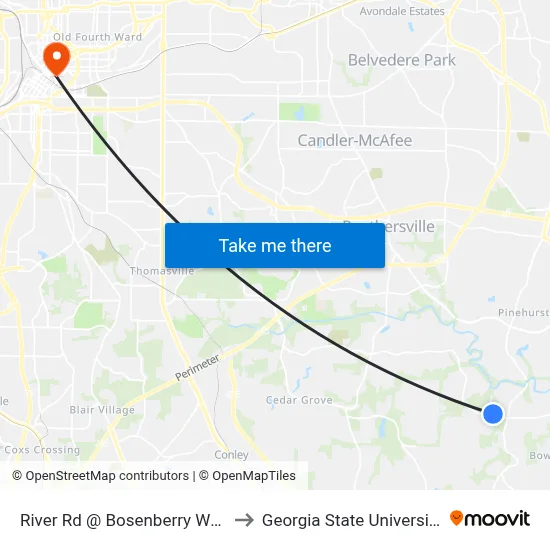 River Rd @ Bosenberry Way to Georgia State University map