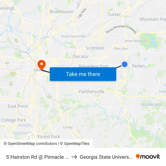 S Hairston Rd @ Pinnacle Dr to Georgia State University map