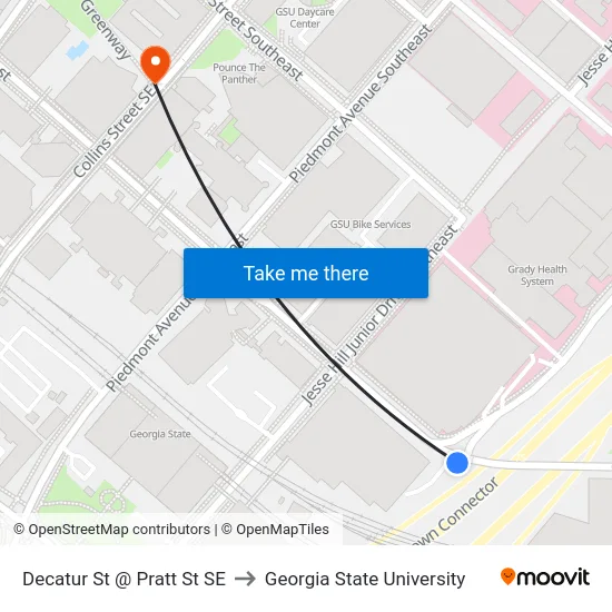 Decatur St @ Pratt St SE to Georgia State University map