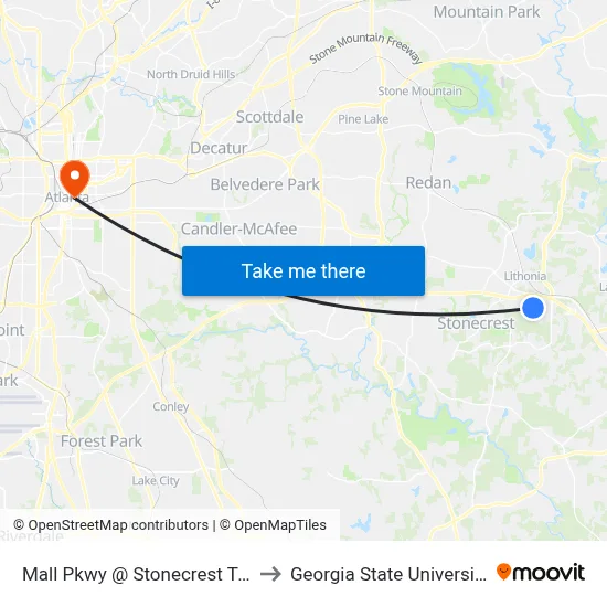 Mall Pkwy @ Stonecrest Trc to Georgia State University map