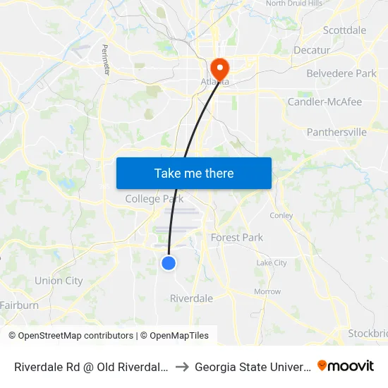 Riverdale Rd @ Old Riverdale Rd to Georgia State University map