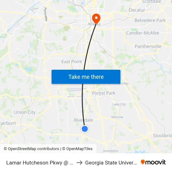 Lamar Hutcheson Pkwy @ 618 to Georgia State University map
