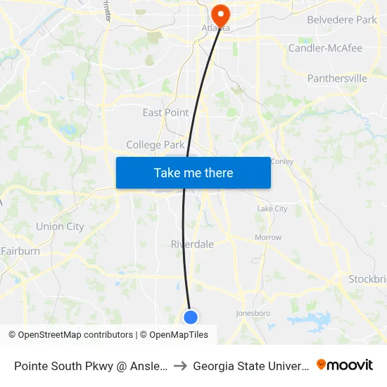 Pointe South Pkwy @ Ansley Dr to Georgia State University map
