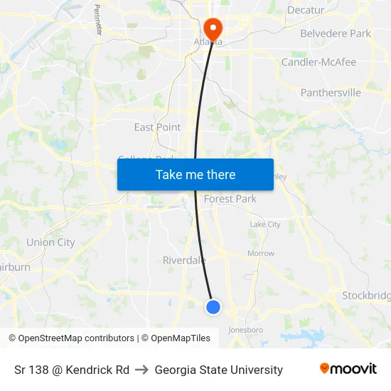 Sr 138 @ Kendrick Rd to Georgia State University map