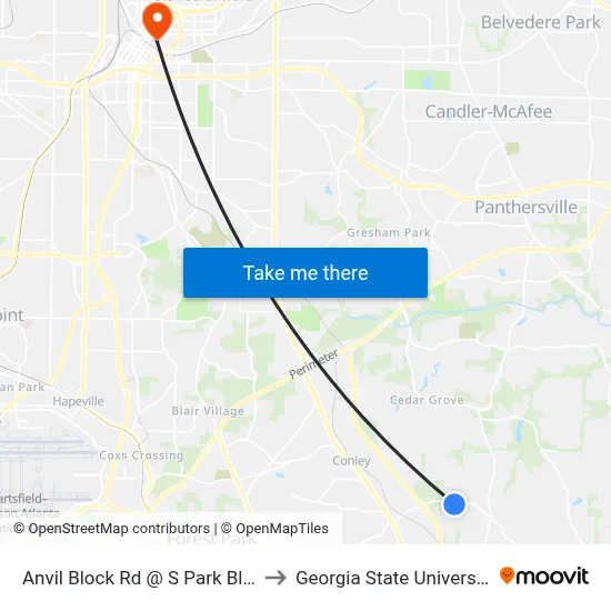 Anvil Block Rd @ S Park Blvd to Georgia State University map