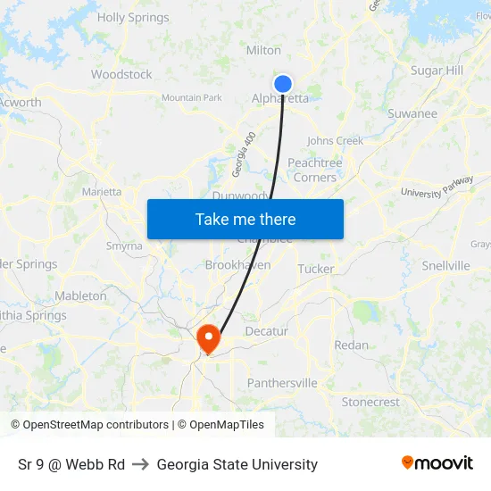 Sr 9 @ Webb Rd to Georgia State University map