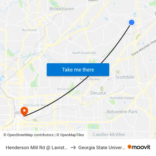 Henderson Mill Rd @ Lavista Rd to Georgia State University map