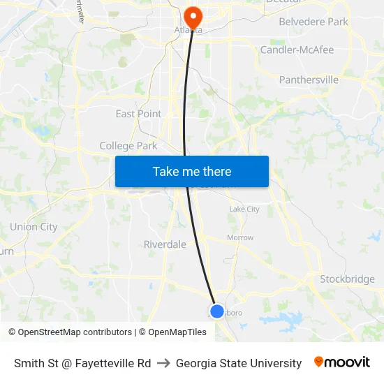 Smith St @ Fayetteville Rd to Georgia State University map