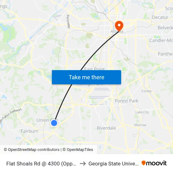 Flat Shoals Rd @ 4300 (Opposite) to Georgia State University map