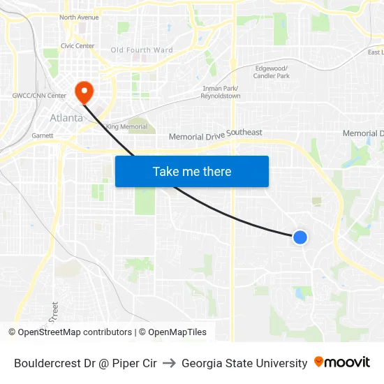 Bouldercrest Dr @ Piper Cir to Georgia State University map