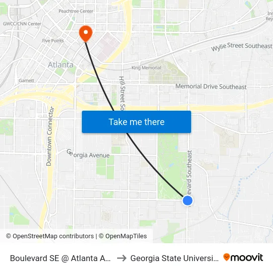 Boulevard SE @ Atlanta Ave to Georgia State University map