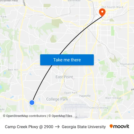 Camp Creek Pkwy @ 2900 to Georgia State University map