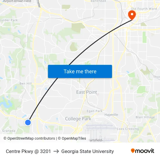 Centre Pkwy @ 3201 to Georgia State University map