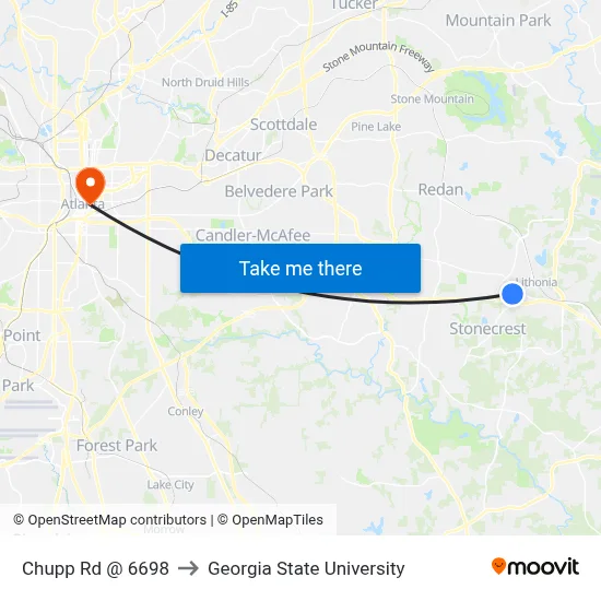 Chupp Rd @ 6698 to Georgia State University map