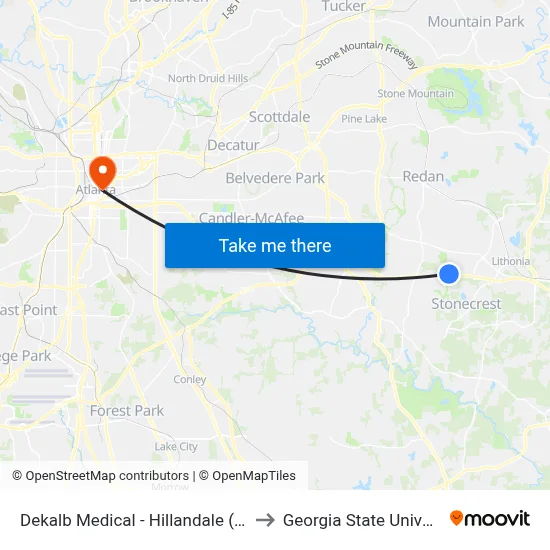 Dekalb Medical - Hillandale (5900) to Georgia State University map