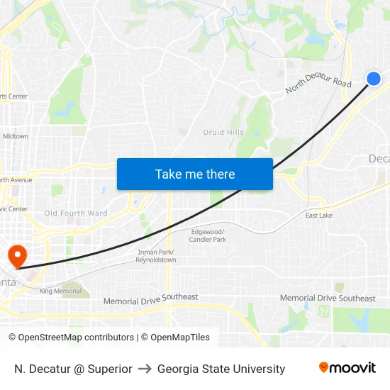 N. Decatur @ Superior to Georgia State University map