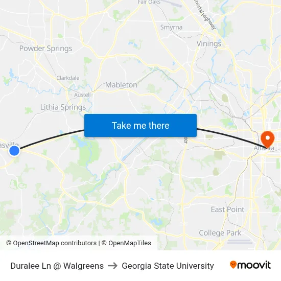Duralee Ln @ Walgreens to Georgia State University map