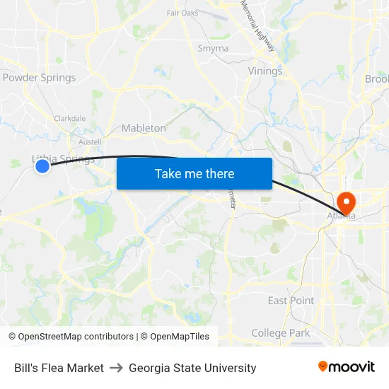Bill's Flea Market to Georgia State University map