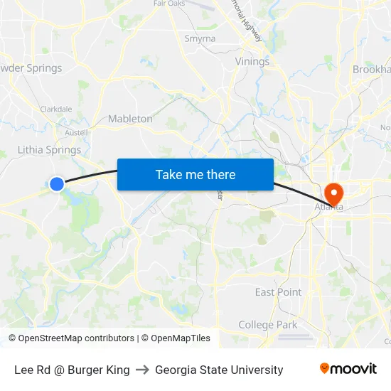 Lee Rd @ Burger King to Georgia State University map