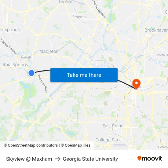 Skyview @ Maxham to Georgia State University map