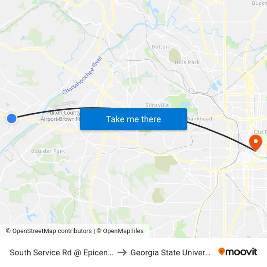 South Service Rd @ Epicenter to Georgia State University map