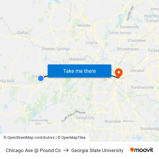 Chicago Ave @ Pound Cir to Georgia State University map