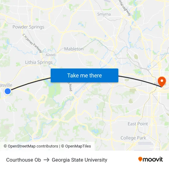Courthouse Ob to Georgia State University map