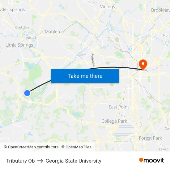 Tributary Ob to Georgia State University map