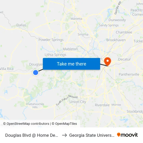 Douglas Blvd @ Home Depot to Georgia State University map