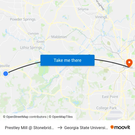 Prestley Mill @ Stonebridge to Georgia State University map