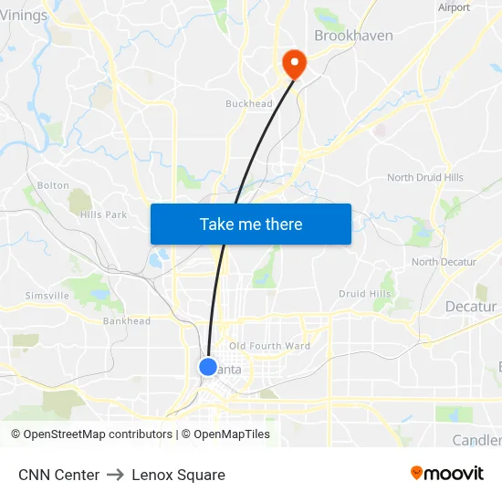 CNN Center to Lenox Square map