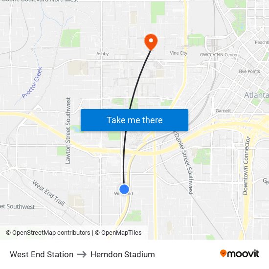 West End Station to Herndon Stadium map