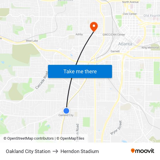 Oakland City Station to Herndon Stadium map