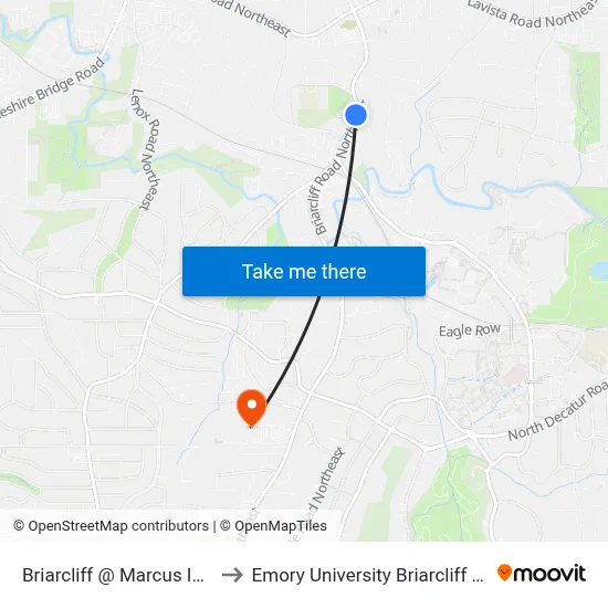 Briarcliff @ Marcus Institute to Emory University Briarcliff Campus map