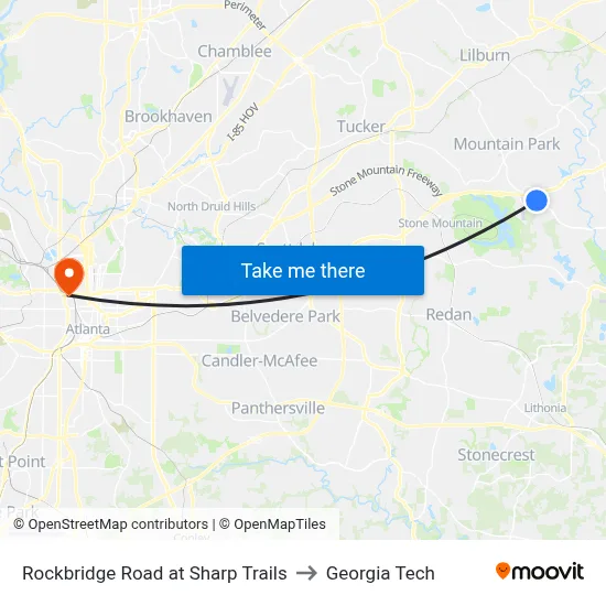 Rockbridge Road at Sharp Trails to Georgia Tech map