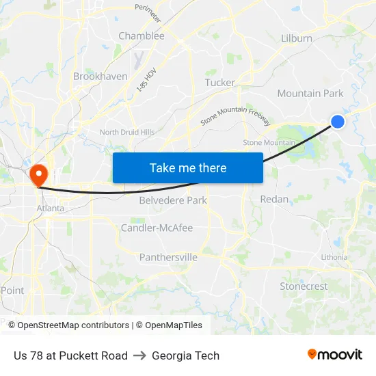 Us 78 at Puckett Road to Georgia Tech map