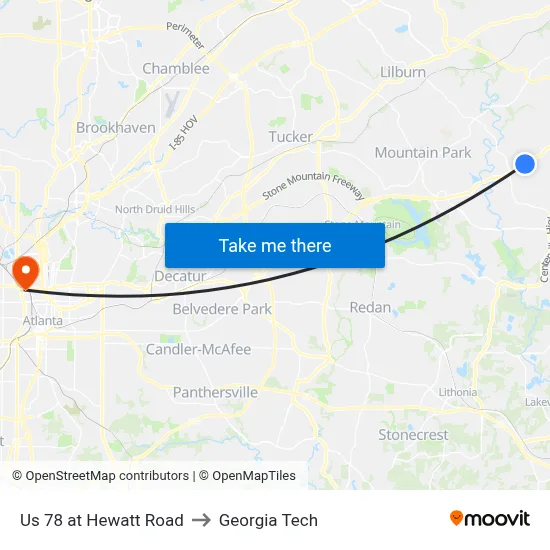 Us 78 at Hewatt Road to Georgia Tech map