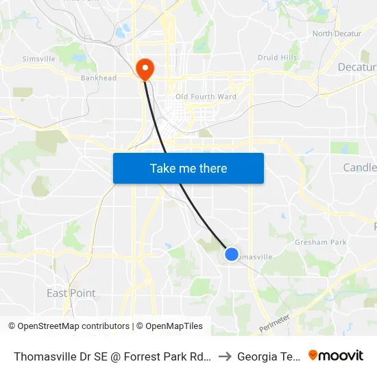 Thomasville Dr SE @ Forrest Park Rd SE to Georgia Tech map