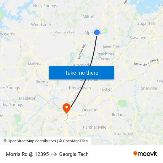 Morris Rd @ 12395 to Georgia Tech map