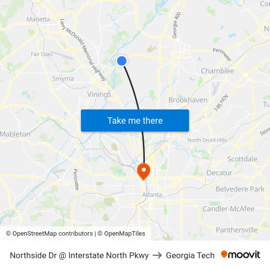 Northside Dr @ Interstate North Pkwy to Georgia Tech map