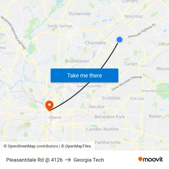 Pleasantdale Rd @ 4126 to Georgia Tech map