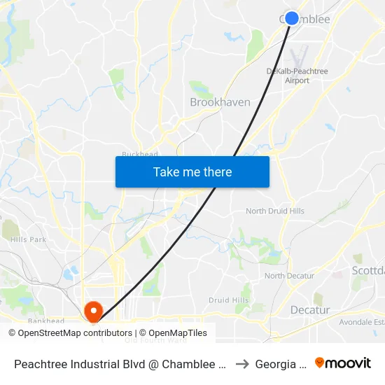 Peachtree Industrial Blvd @ Chamblee Dunwoody Rd to Georgia Tech map