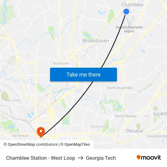 Chamblee Station - West Loop to Georgia Tech map