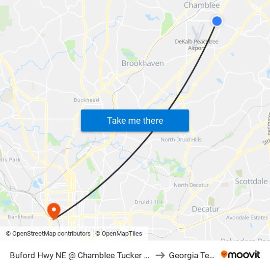 Buford Hwy NE @ Chamblee Tucker Rd to Georgia Tech map