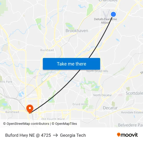 Buford Hwy NE @ 4725 to Georgia Tech map