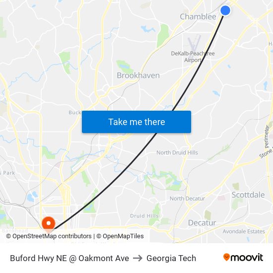 Buford Hwy NE @ Oakmont Ave to Georgia Tech map