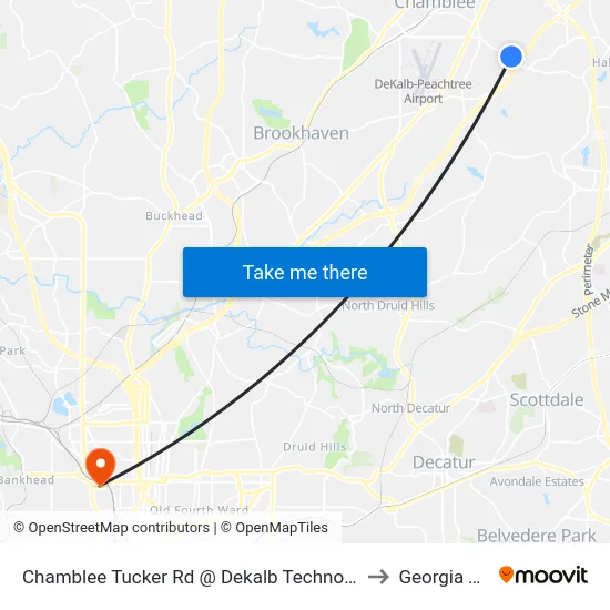 Chamblee Tucker Rd @ Dekalb Technology Pkwy to Georgia Tech map