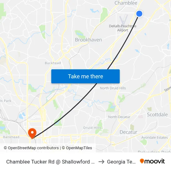 Chamblee Tucker Rd @ Shallowford Rd to Georgia Tech map
